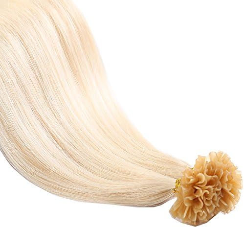 18 20 22" 200 Strands Straight Pre Bonded Nail U Tip Keratin Fusion Remy Human Hair Extensions 0.5g/Strands 100g(18" #613 Bleach Blonde)