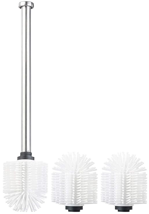 BadeStern Toilettenbürste: WC-Bürste mit Edelstahl-Stiel und 3 Silikon-Aufsätzen, 7 cm Ø, weiß (WC-Bürstenkopf)