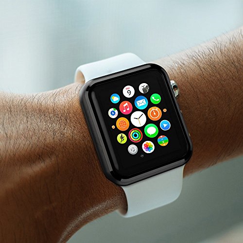 Apple Watch Case 42mm Series 3,Shockproof Rugged Polycarbonate Hard Protective Cover Apple Watch Bumper for 42mm Apple Watch Series 2/Series 3,2 Pack,Black - Thumbnail 5