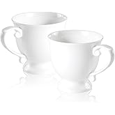COSTMANCE Fine Bone China Coffee Mugs with Handles, Cups Set of 2, Elegant Large Cup, 18 Oz Mug, Goblet Design for Wedding Gifts, Dishwasher Oven Microwave Safe