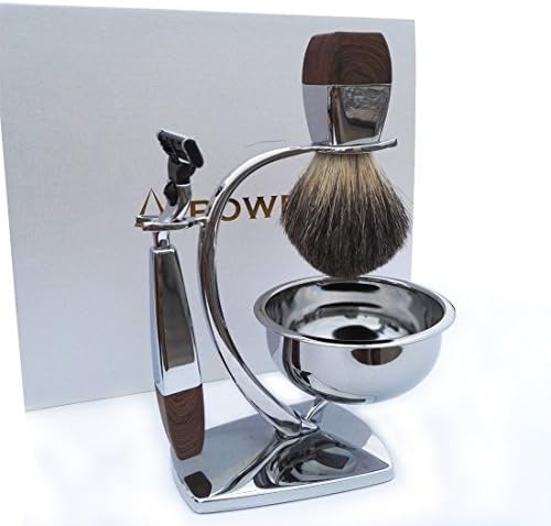 AKPOWER Shaving Set for Men, Badger Brush, Bowl, Stand and Safety Razor by AKPOWER
