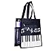 Piano Keys Music Waterproof Oxford Cloth Handbag Shoulder Tote Shopping Bag Gift (Black-Small-2)