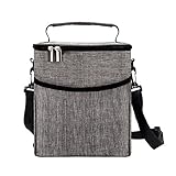 Insulated Lunch Bag Lunch Box for Men and Women, Thermal Bento Bag,Vtopmart Waterproof Reusable Large Capacity Cooler Bag for School, Work, Picnic,Travel, Gray