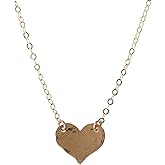 Designed By Stacey Handmade 14K Gold-Filled Necklace, Pretty Hammered Heart Pendant Jewelry, Dainty Gifts for Women, Christmas Birthday, Anniversary, Wedding, Homecoming, 16 to 18" Adjustable Chain