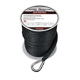 Extreme Max 3006.2057 BoatTector 3/8" x 100' Premium Solid Braid MFP Anchor Line with Thimble, Black