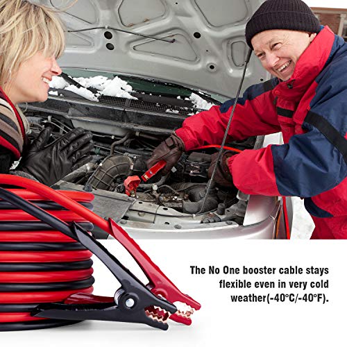 Booster Jumper Cable 4 Gauge x 20Ft 600AMP with Reverse Polarity Protection, Safety Gloves,Carry Bag