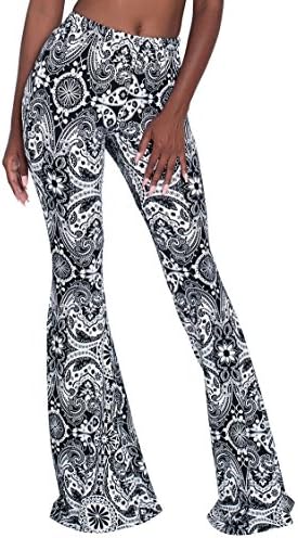 Herose Tall Ladies S-2XL Soft Pattern Bell Bottoms Floor Length Ethnic Boho Flared Pants