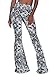 Womens Sexy Digital Printed Casaul Wear Mid Waist Long-legged Flares Pants L Black