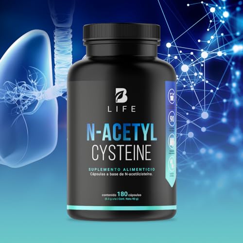 NAC N Acetil Cisteína de 180 Cápsulas 500 mg. Ingredientes naturales. N-Acetyl Cysteine B Life
