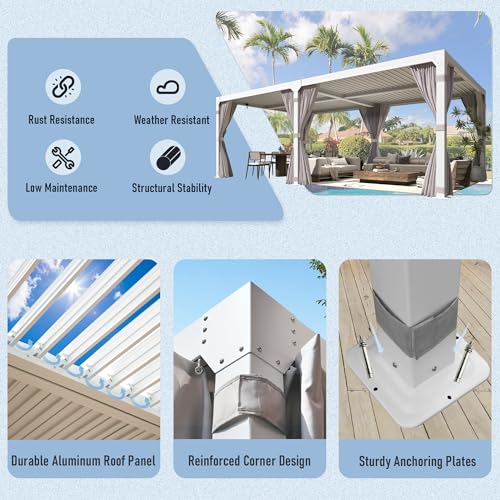 YOLENY 10x20 Louvered Pergola Review: Adjustable Waterproof Roof with Curtains image 25
