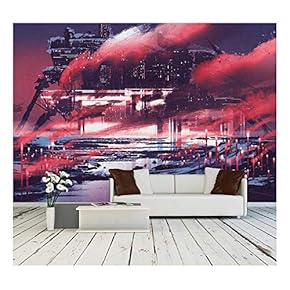 Sci-Fi Scene of Industrial City,Illustration Painting - Removable Wall Mural | Self-Adhesive Large Wallpaper - 66x96 inches