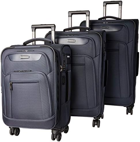 Dejuno Executive 3-Piece Spinner Luggage Set with USB Port, Navy