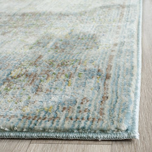 Safavieh Valencia Collection VAL113G Blue and Turquoise Vintage Distressed Silky Polyester Runner Rug (2'3 x 8')