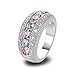 Psiroy 925 Sterling Silver Plated Simulated Pink Topaz Half Eternity Band Ring Size 10