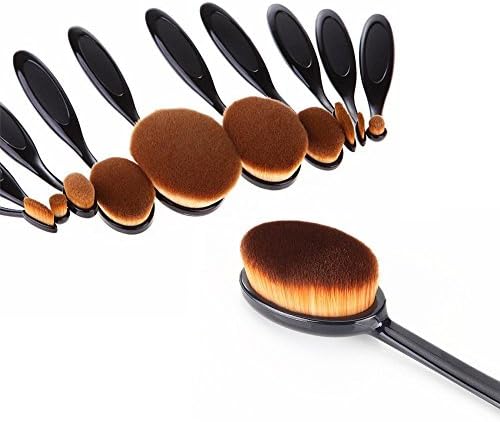 Glamouroui™ 11pcs Black Toothbrush Curve Makeup Tool Oval Foundation Brush-54003203MG
