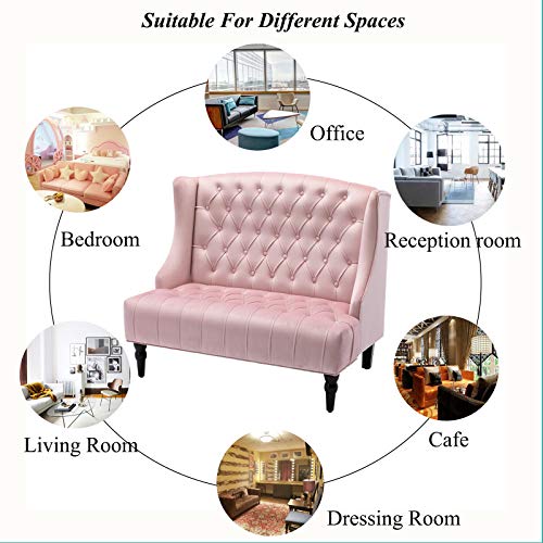 Artechworks Velvet Tufted High Back Loveseat Sofa for Living Room