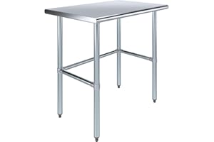 Express KitchQuip 24" x 36" Open Base Stainless Steel Work Table – NSF Certified Compact Commercial Utility Table with Galvanized Legs for Kitchens, Labs & Food Trucks