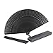 Kmax Silk Folding Fan,Japanese Vintage Retro Style Handmade Silk Black with a Fabric Sleeve and Tassels for Home Decoration Dancing Easter Gift