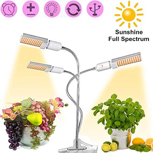 Wiscoon Led Grow Light Full Spectrum Plant Light 60W with 132 LEDs High Brightness Grow Light Bulb e27 USB Plant Grow Lamps Grow Light Strip with Timer for All Growth Periods
