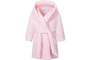 Tunoluker Boys Girls Robe Kids Flannel Hooded Bathrobe Sleepwear Pajamas Toddler Soft Plush Robes for Girls 2-16 Years