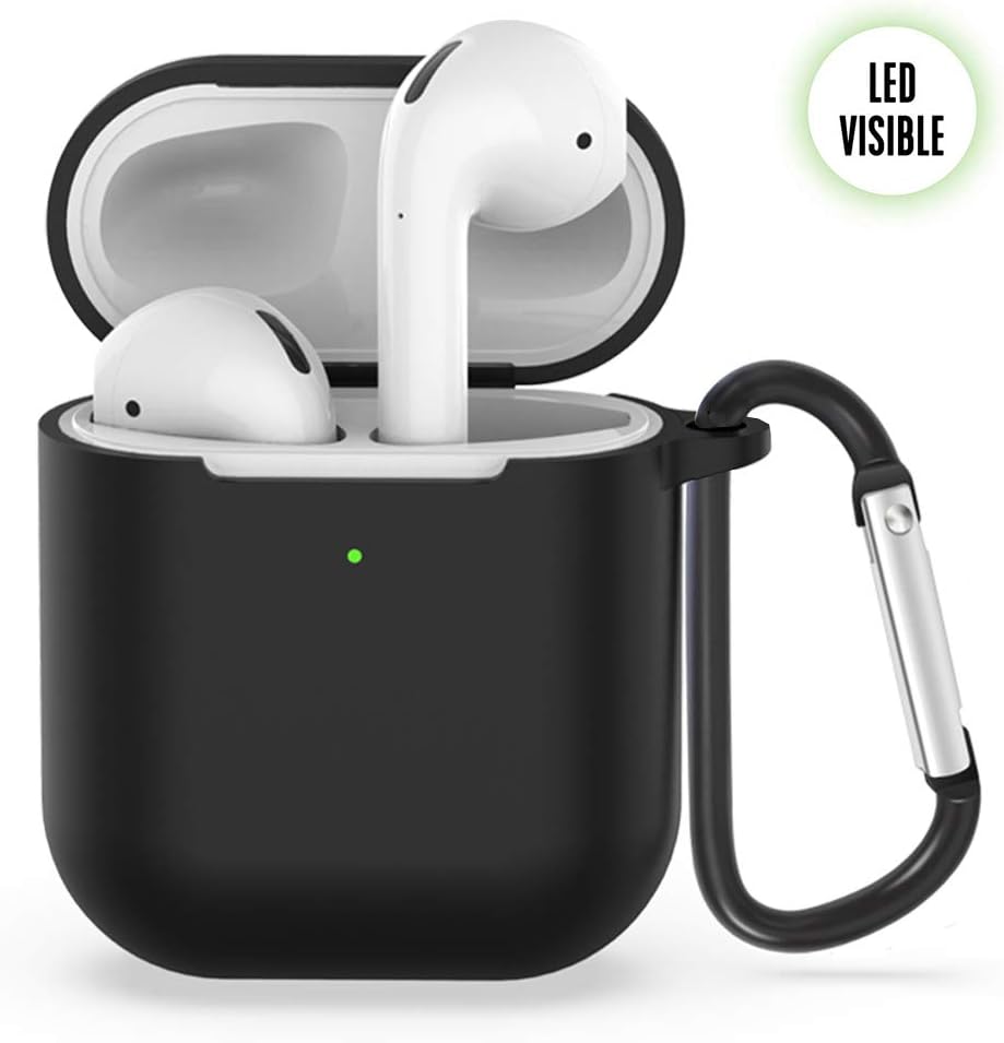 Ddct Upgrade AirPods Case Silicon Protective Cover [Front LED Visible] Compatible with Apple AirPods. (Black)