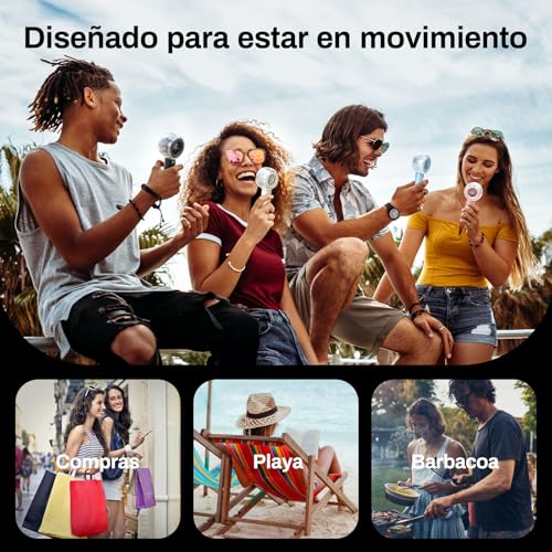 Dnenellr Portable Fan with Nebulizer, USB Rechargeable Mini Fan, Powerful Turbo Motor, 6000mAh Battery, 4 Speed, for Travel, Beach and Outdoor Use, Gift for Women and Men (Beige)