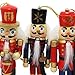 Naimo Set of 6 Christmas Wooden Nutcracker Soldier with Weapon Ornament Decoration for Home