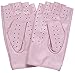 Ambesi Women's Classic 1/2 Finger Leather Driving Gloves Pink L