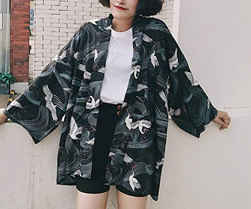 Kimonos Woman Japanese Kimono Cardigan Cosplay Shirt Blouse for Women Japanese Yukata Beach Kimono Kk1069,2,One Size