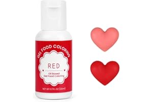 MILOVIN Oil Based Food Coloring for Chocolate, 20ml Edible Red Oil Based Food Coloring Gel for Cake Decorating, Sugar, Candy Melts, Baking, Cookies, Icing Frosting, Meringues, Cream- 0.7 Fl. Oz(Red)