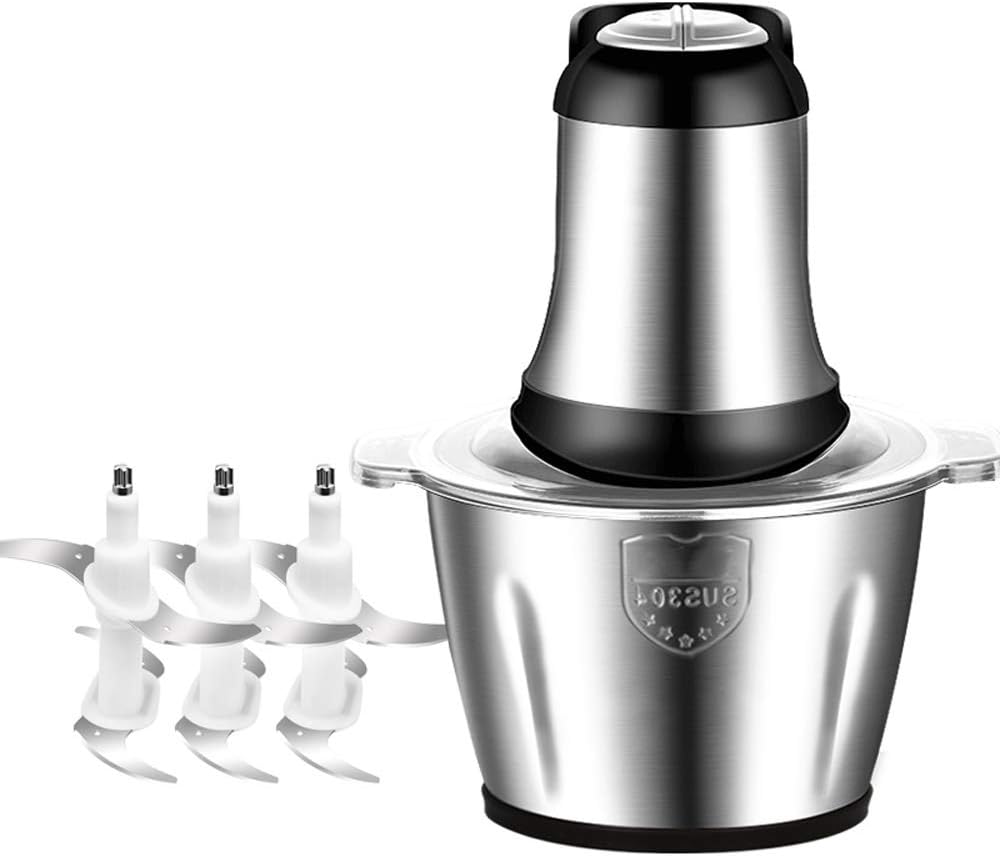 Food Processor-Food Chopper Stainless Steel Meat Grinder Vegetable Shredder Food Shredder Garlic Shredder Household Electric Small Multifunctional Meat Grinder Mixer 3L Large Capacity