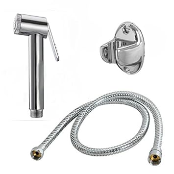 10x ABS Health Faucet With 1M Flexible Stainless Steel Tube & Wall Hook (Silver)