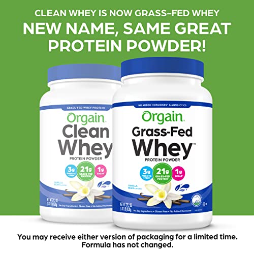 Orgain Grass Fed Whey Protein Powder, Vanilla Bean 21g of Protein