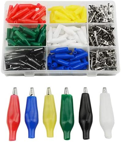WMYCONGCONG 120 PCS Alligator Clip Kit - Electrical Test Clamps With Plastic Hands (Red & Black)