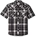 Dickies Men's Short Sleeve Western Shirt, Black/Charcoal, 3XL