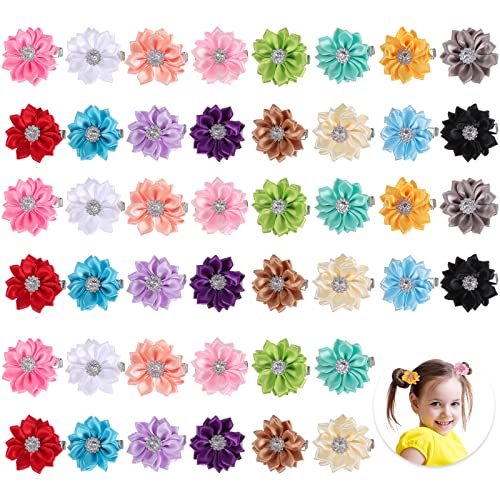 48 Pieces Hair Flowers Baby Girl Fabric Flower Hair Clips With
