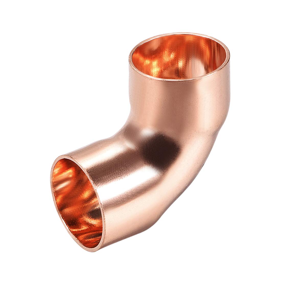 sourcing map 19mm ID 90 Degree Copper Elbow Short-Turn Copper Pipe Fitting Connector for Plumbing, 1mm Thick