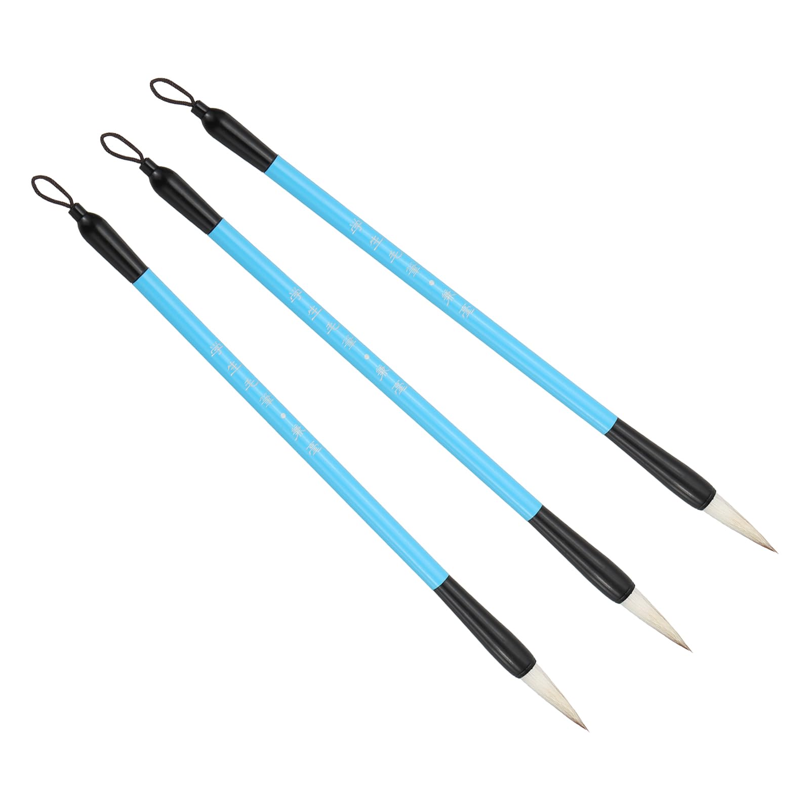 PATIKIL Calligraphy Brush, 3 Pack Watercolor Ink Painting Calligraphy Writing Brush Drawing Art Brush Aluminum Rod Handle for Beginner, Blue