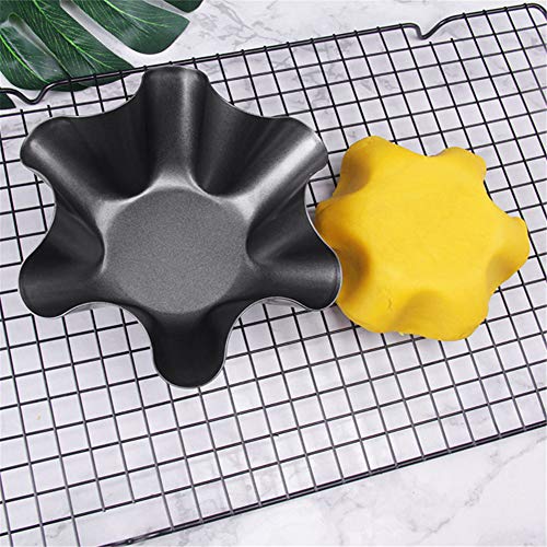 MQUPIN Set of 2/4/6/8 Non-Stick Fluted Tortilla Shell Pans Taco Salad Bowl Makers, Non-Stick Carbon Steel Baking Mold (4) - Thumbnail 4