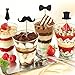 HOKPA Cupcake Toppers Mini Black Bowtie Mustache Hat Neckcloth Adult Ceremony Birthday Celebration Decorations DIY Home Baby Shower Theme Party Food Fruit Cake Picks for Decor(24PCS)