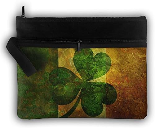 LALIAN Flag Of Ireland Retro Zipper Printing Waterproof Fabric Cosmetic Bags Portable Travel Toiletry Pouch Makeup Organizer Clutch Bag