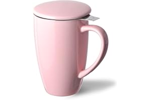 SWEEJAR Porcelain Tea Mug with Infuser and Lid,Teaware with Filter, Loose Leaf Tea Cup Steeper Maker, 16 OZ for Tea/Coffee/Mi