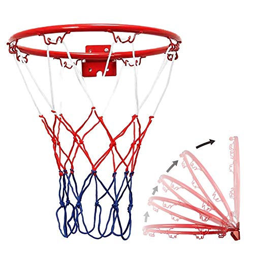 Urnanal Basketball Rim Replacement, Hanging Wall Mounted Basketball Goal Hoop Rim with Net Screw for Outdoors and Indoor, 32 cm/ 12.6 inch - Thumbnail 6