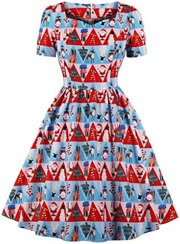Fenxxxl Women's 1940s Vintage Audrey Hepburn Pleated Cocktail Party Skater Christmas Dress S-4XL