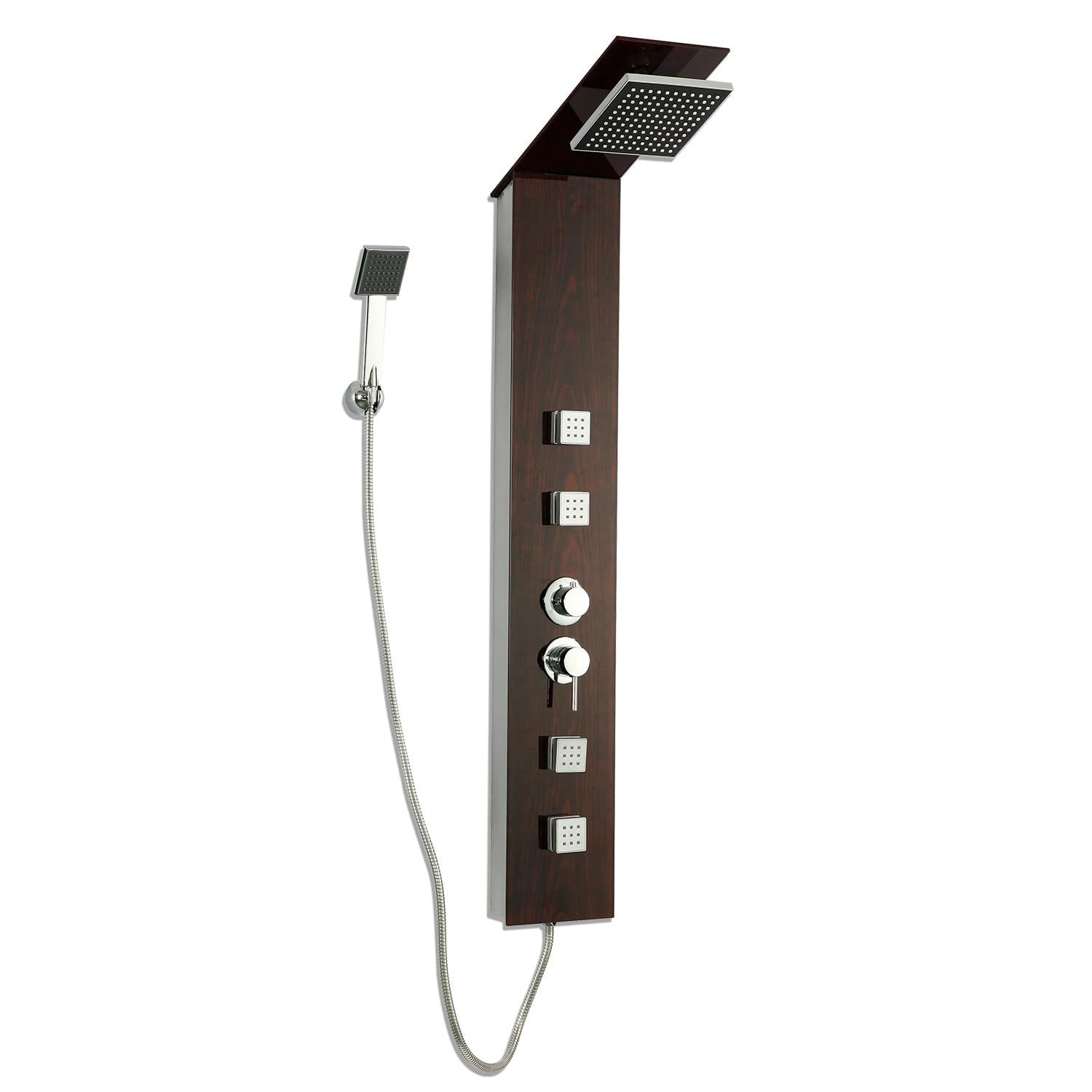 DP Bath CF-7074 Glass Shower Panel with Jets Jaen, Silver