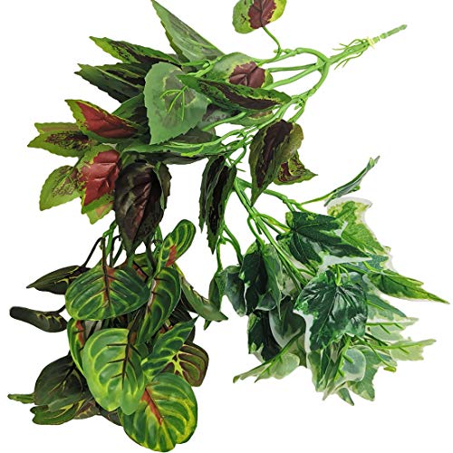 kathson Reptile Terrarium Plants Hanging Artificial Lizards Habitat