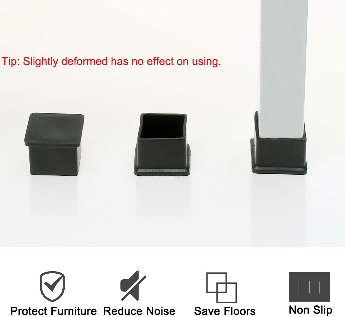 sourcing map 10 Pcs Black Rubber Square 40mm x 40mm Table Chair Leg Foot Cap - Image 5