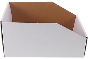 FELTECHELECTR 4pcs Corrugated Cardboard Storage Boxes 11.8x7.5x5.9 Inch Slanted Organizer Bins for Warehouse