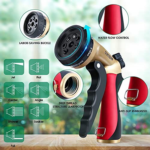 Crenova Flexibler Gartenschlauch 30M , Gartenwasserschlauch mit Brause Messing -Verbindern, (Red) – Bild 4