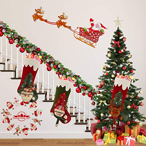 Dreampark Christmas Stockings, 3 Pcs Big Xmas Stockings Santa Snowman Reindeer Character for Holiday Home Decor Xmas Tree Decorations and Party Supplies (Style 5)